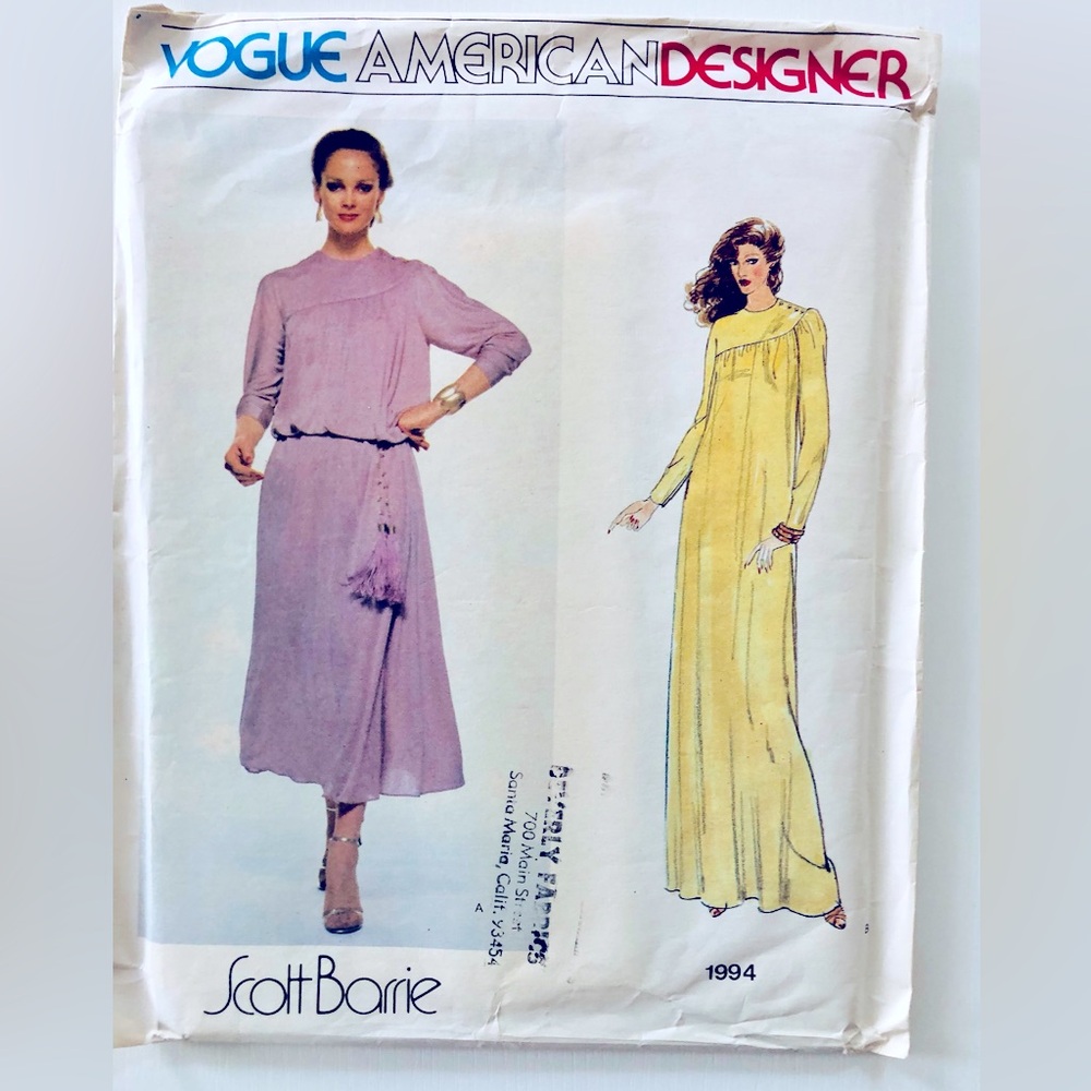 Vogue 90s Sewing pattern UNCUT Midi or maxi dress loose fitting pull over size 8